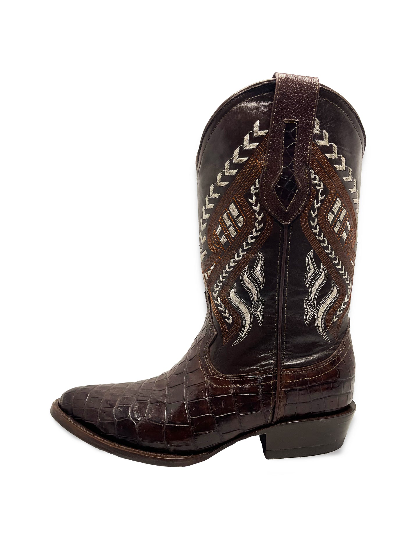 Botas Oval en Piel Genuina de Cocodrilo