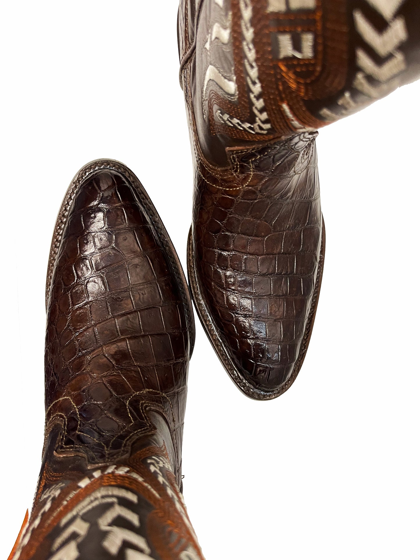 Botas Oval en Piel Genuina de Cocodrilo