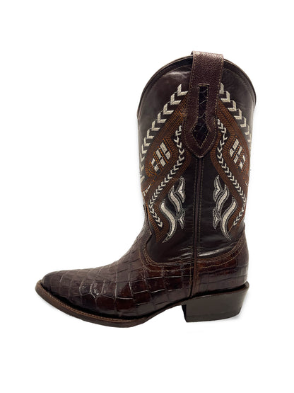 Botas Oval en Piel Genuina de Cocodrilo