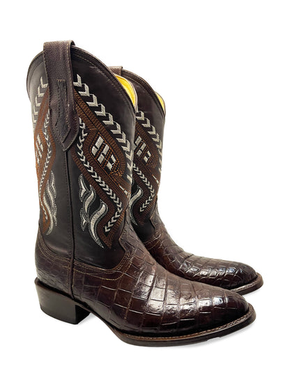 Botas Oval en Piel Genuina de Cocodrilo