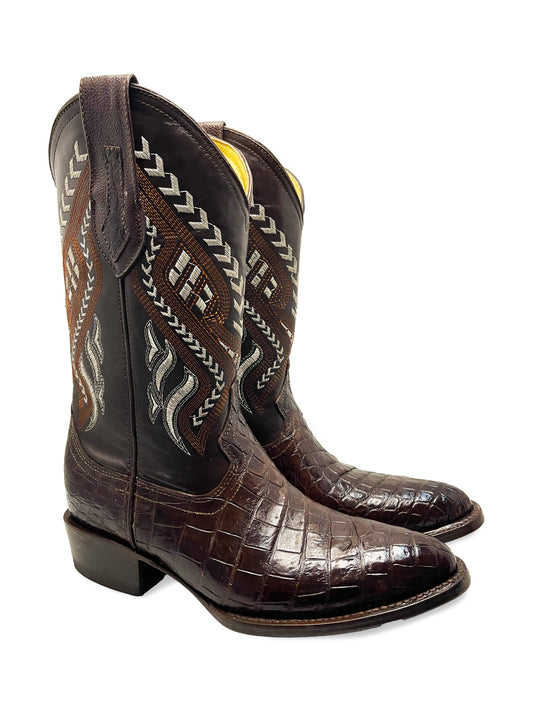 Botas Oval en Piel Genuina de Cocodrilo