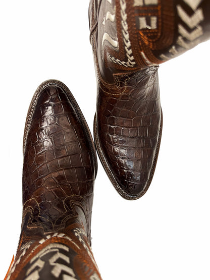 Botas Oval en Piel Genuina de Cocodrilo